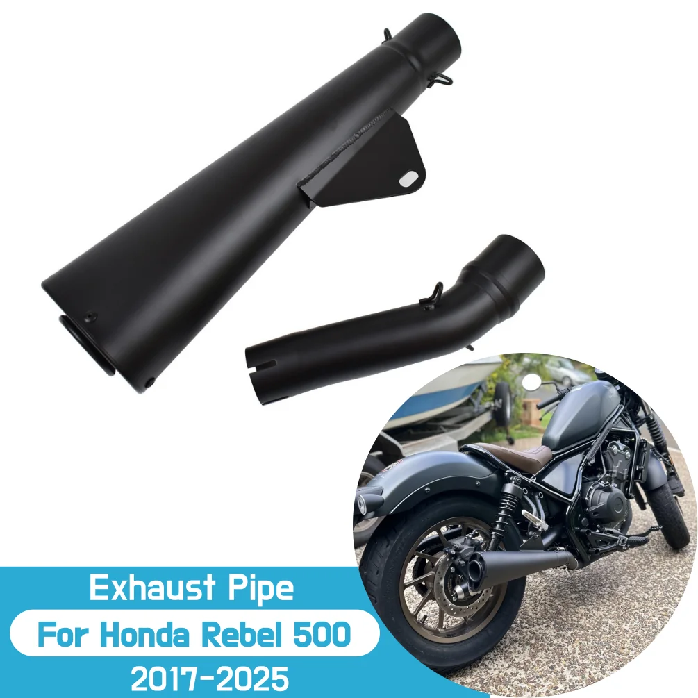 

For Honda Rebel CM CMX 500 2017-2025 CM500 CMX500 Exhaust Muffler Pipe Black Stainless Steel Long Type Motorcycle Accessories