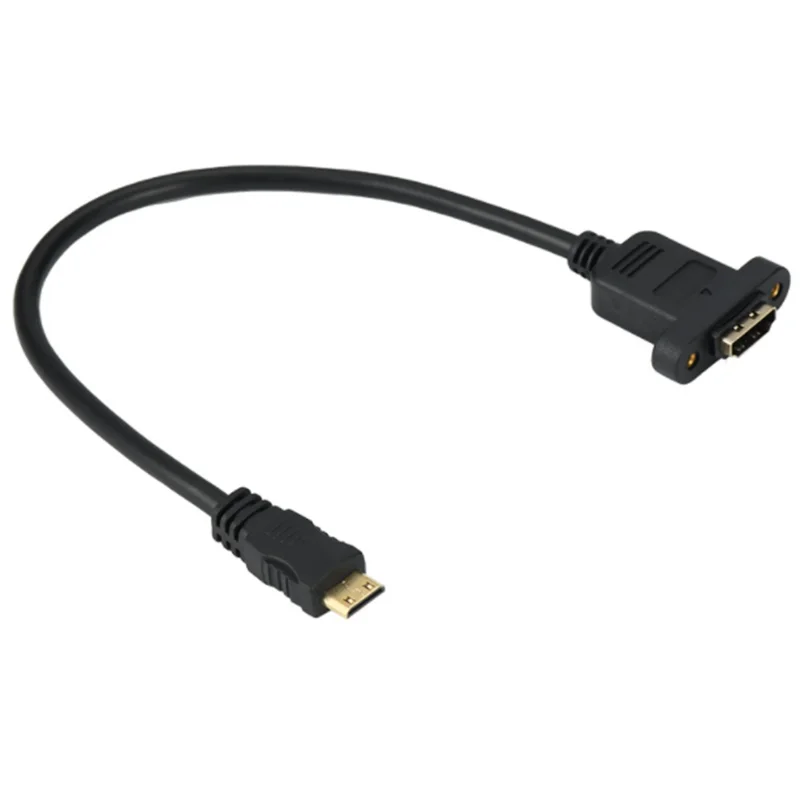 30cm Micro&Mini HDMI-Compatible Male to HDMI Micro HDMI Female Extension Connector Screw Lock Panel Mount HD AV Camera Cable