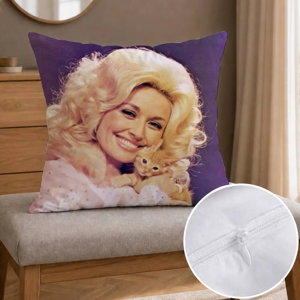 D-Dolly Parton Country Music Double-sided Printed Square Decorative Cushion Cover for Sofa Living Room Home Decor