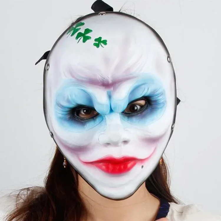 Women's Three-Leaf Clover Resin Face Mask Payday 2 Fox Mask Game Party Mask Elegant and Fashionable Design for Special Occasions