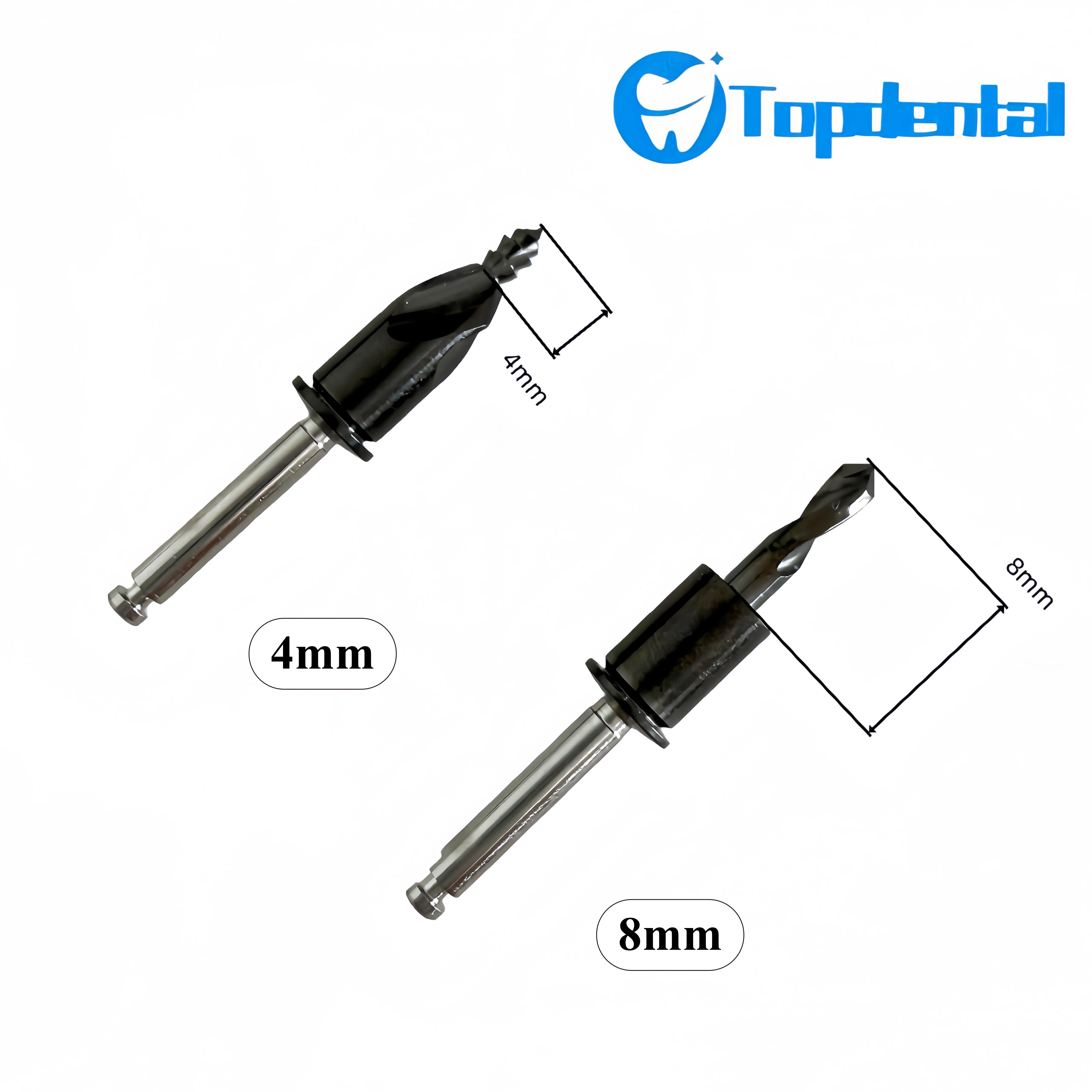 

Dental DLC Coated Implant Guide Drill Kit Initial Side Cut Countersink Pilot Depth 4mm/8mm Ø2.0 for Digital Guide
