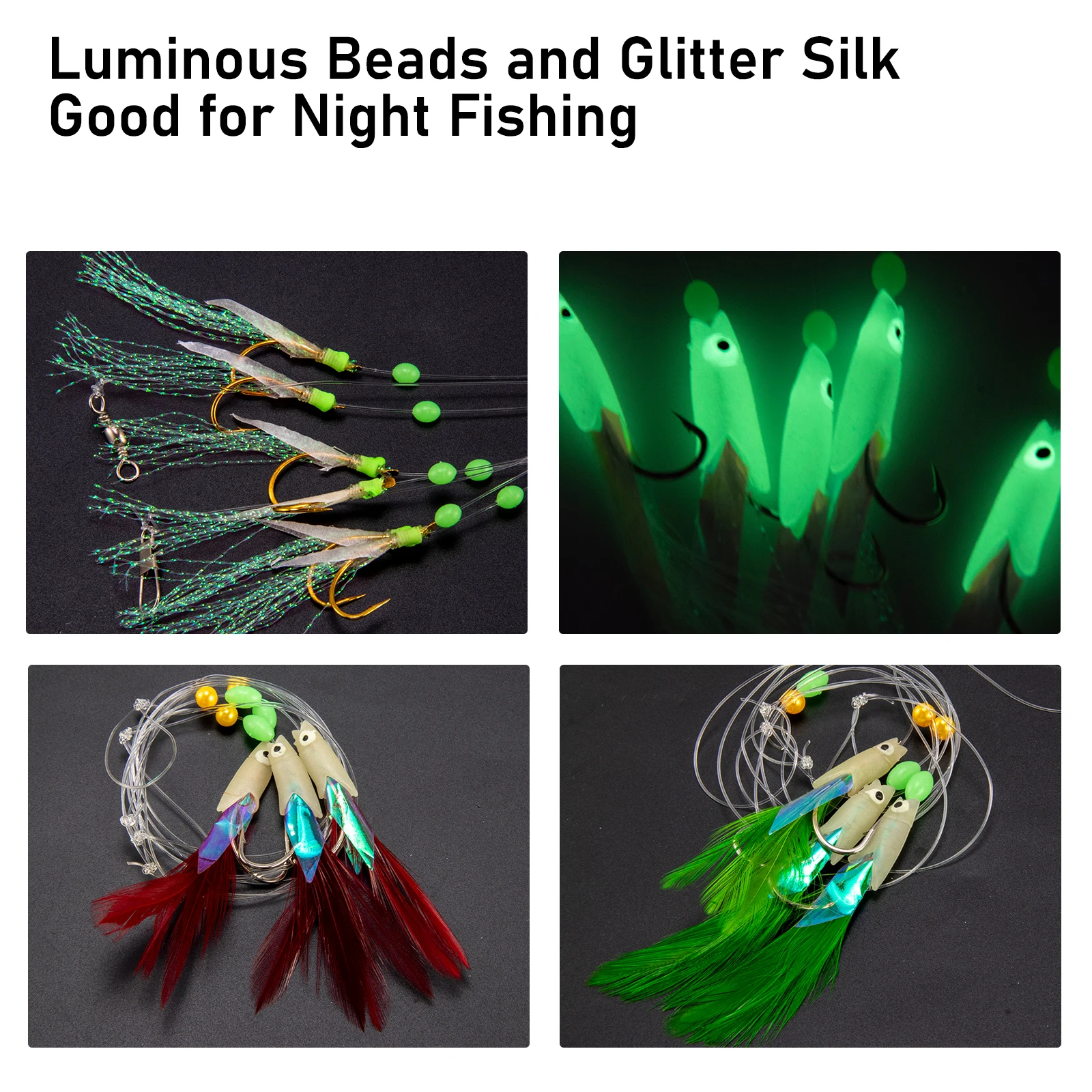 15 paquetes de aparejos de cebo de Pesca de mar, aparejos de plumas de caballa, señuelo de Pesca, anzuelo de pluma para mar, bacalao, barco, costa, playa, lubina a rayas