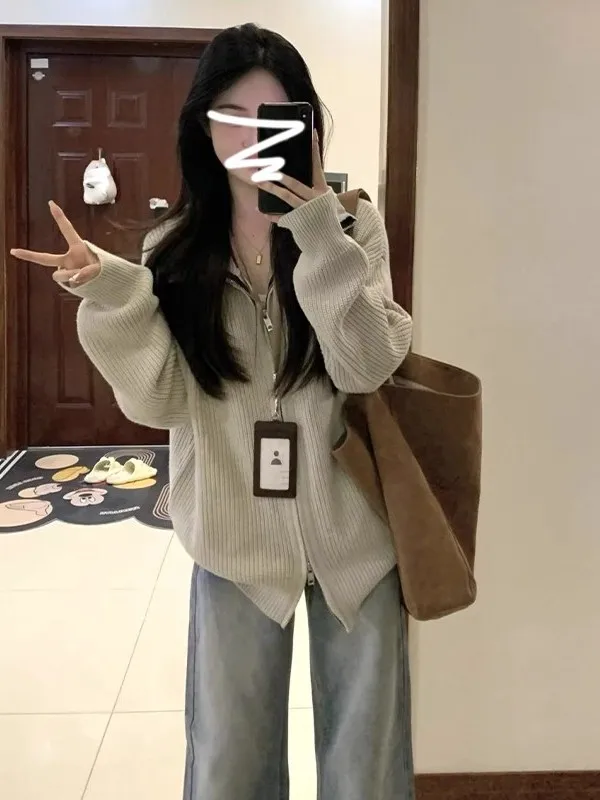 

Свободный крой, длинный светящийся вязаный свитер, толстовка с капюшоном, женская корейская ленивая мода, осень-зима, Новое поступление, топ ранней осени