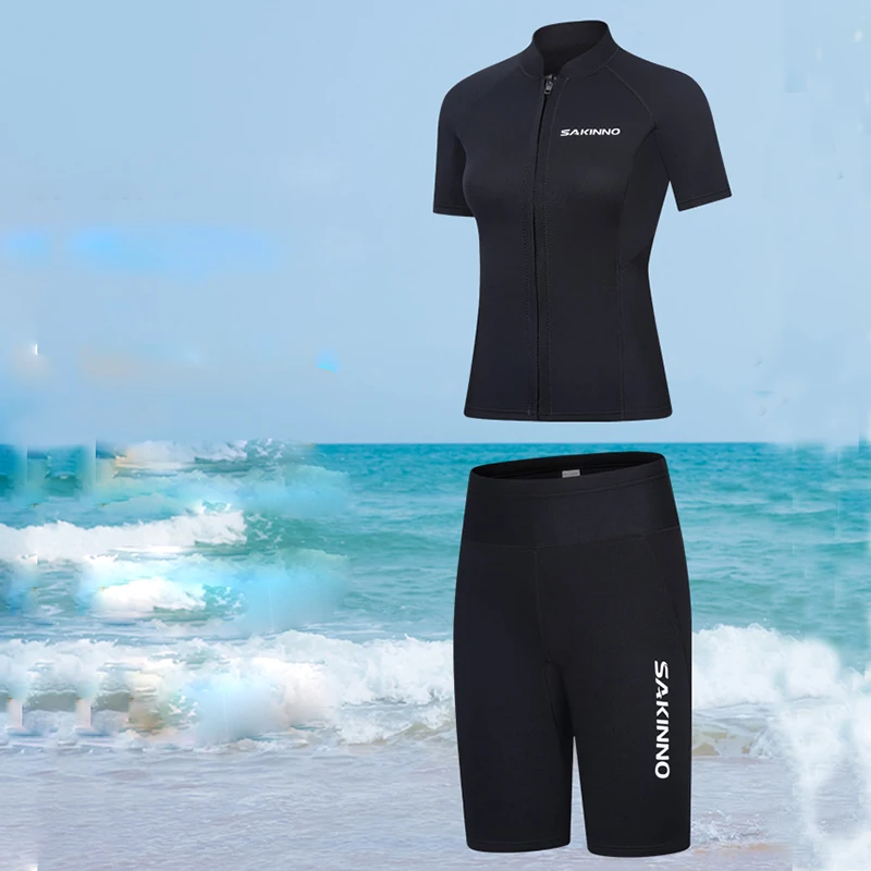 Wetsuit Top Men Women 2mm Neoprene Wetsuits Shorts Jacket Short Sleeves Diving Suit for Swimming Snorkeling Scuba Diving Surf