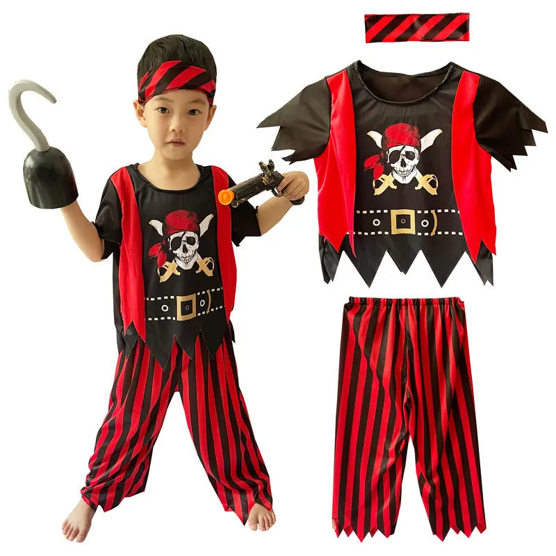 

Kids Cosplay Pirate Costume Role Play Set Halloween Carnival Dress Up Party Toy Stage Show Fantasia Infantil Clothing Disfraz