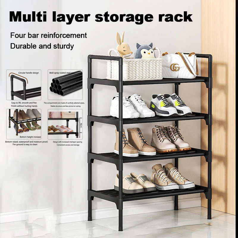 Multilayer Simple Shoe Rack Plastic Shoe Shelf Footwear Shoe Rack Living Room Space Saving Shoes Organizer Stand Holder Black