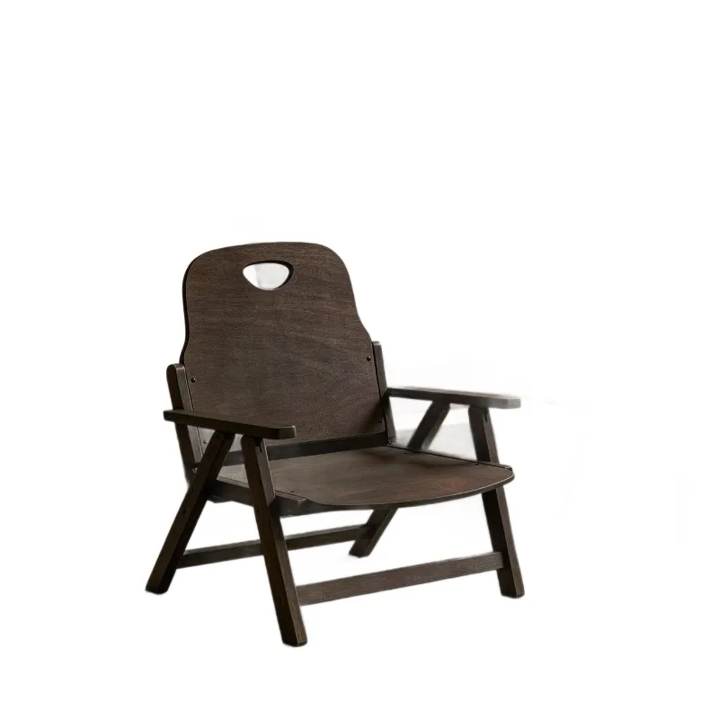 Solid wood folding chair, home living room balcony cafe outdoor leisure back chair, simple and portable low stool sitting chair