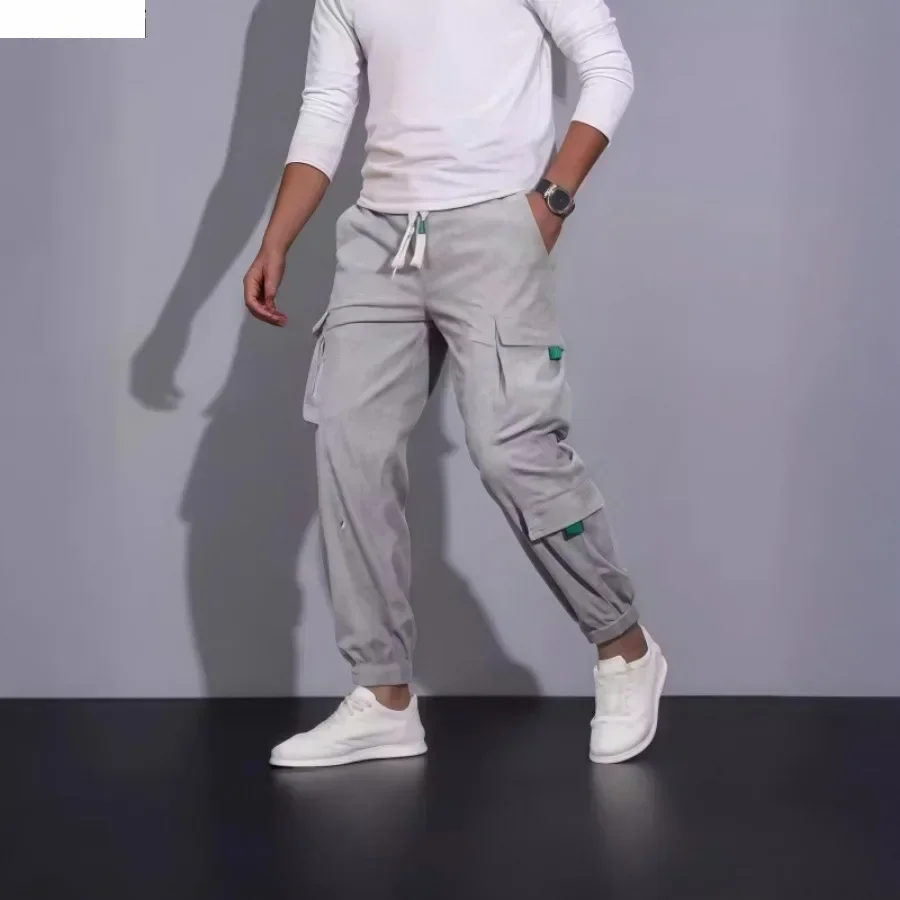 Men's Spring Autumn Corduroy Joggers Pants Multi Pocket Casual Cargo Pants Vintage All-match Baggy Trousers Male Streetwear