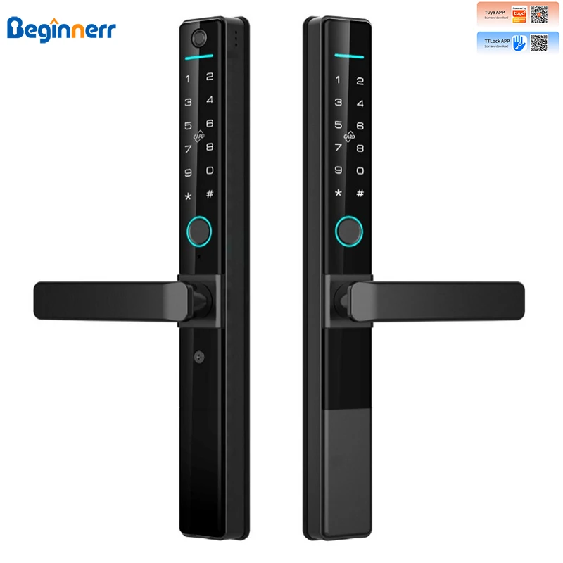 

Waterproof Dual Sides Fingerprint Smart Aluminum Door Lock Psssword Card Passage Mode Digital Lock for Steel Grill Patio Door