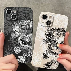 Black White Dragon Silicone Phone Case For iPhone 15 Pro Max Cases iPhone 14 13 12 11 Pro Max XS X XR 7 8 Plus SE2 Soft Cover