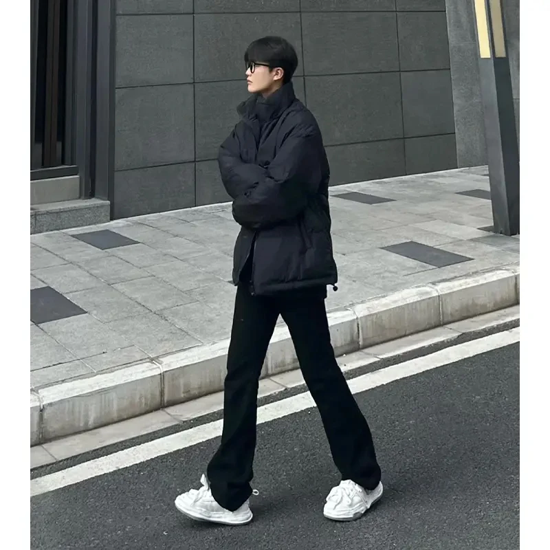 

Джинсы прямого кроя удлиненные, облегающие, для высоких мужчин, чисто черные, в американском стиле High Street, молодежные, летние, из смесового хлопка