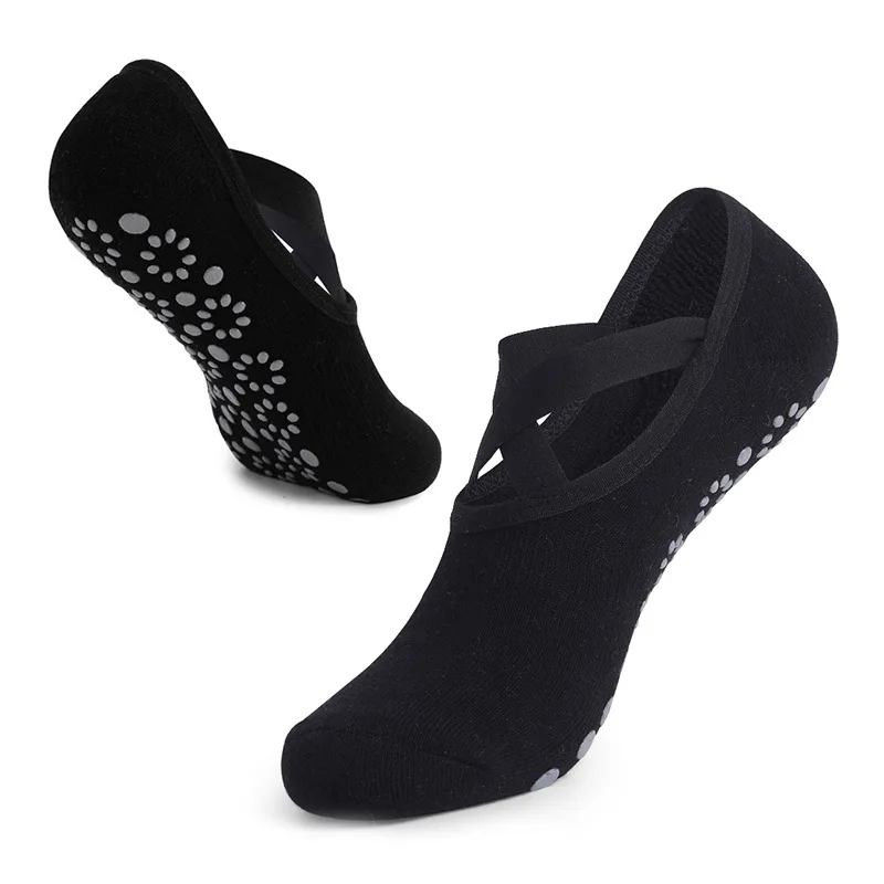 

Женские носки для пилатеса и йоги с перекрестными ремешками, дышащие, влагопоглощающие, балетные носки, противоскользящие, подходят для всех сезонов.