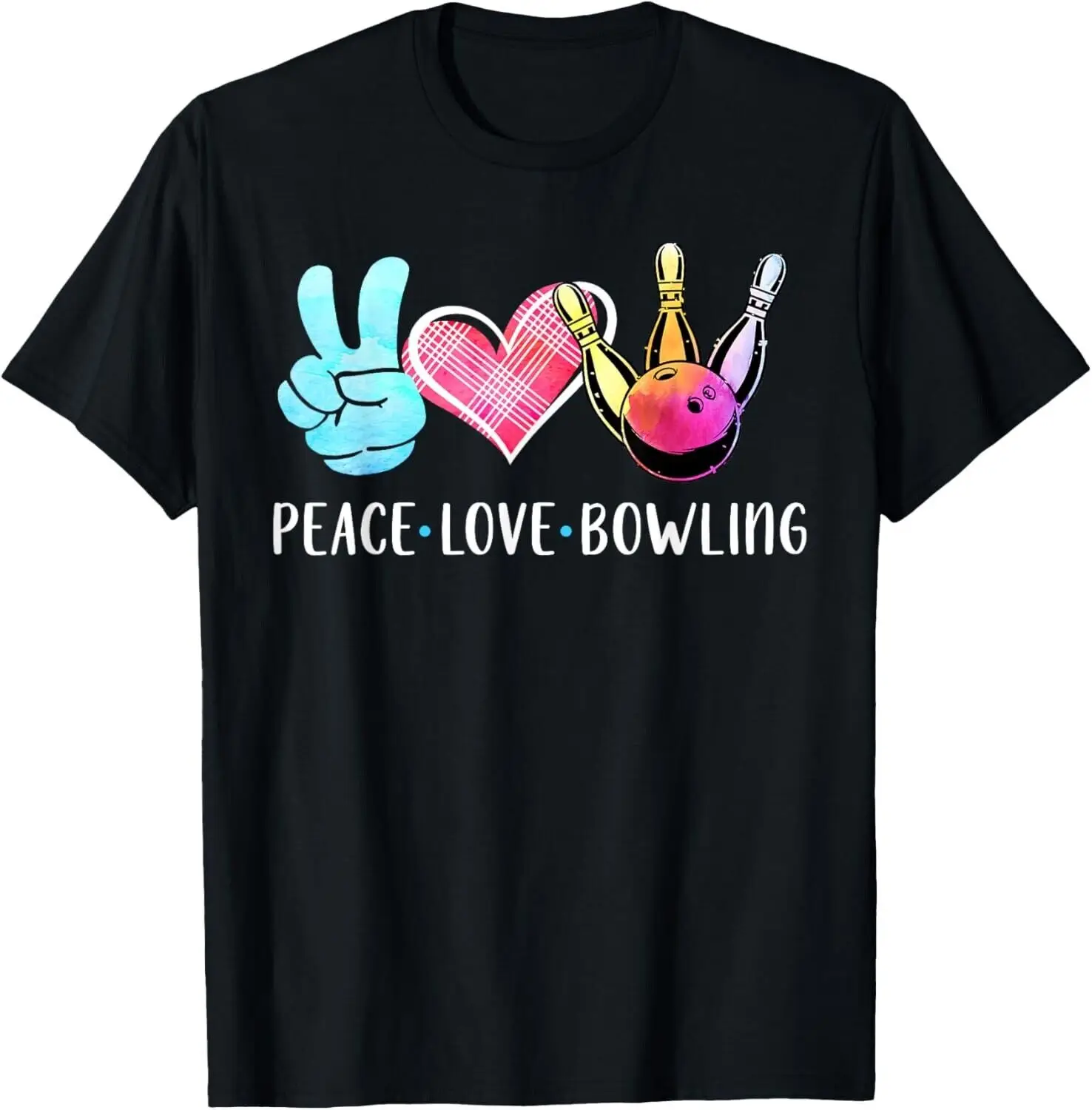 Bowling Player Bar Bowling Team Peace Love Bowling Gift Men and Women Gender T-shirt Fashion casual loose shirt