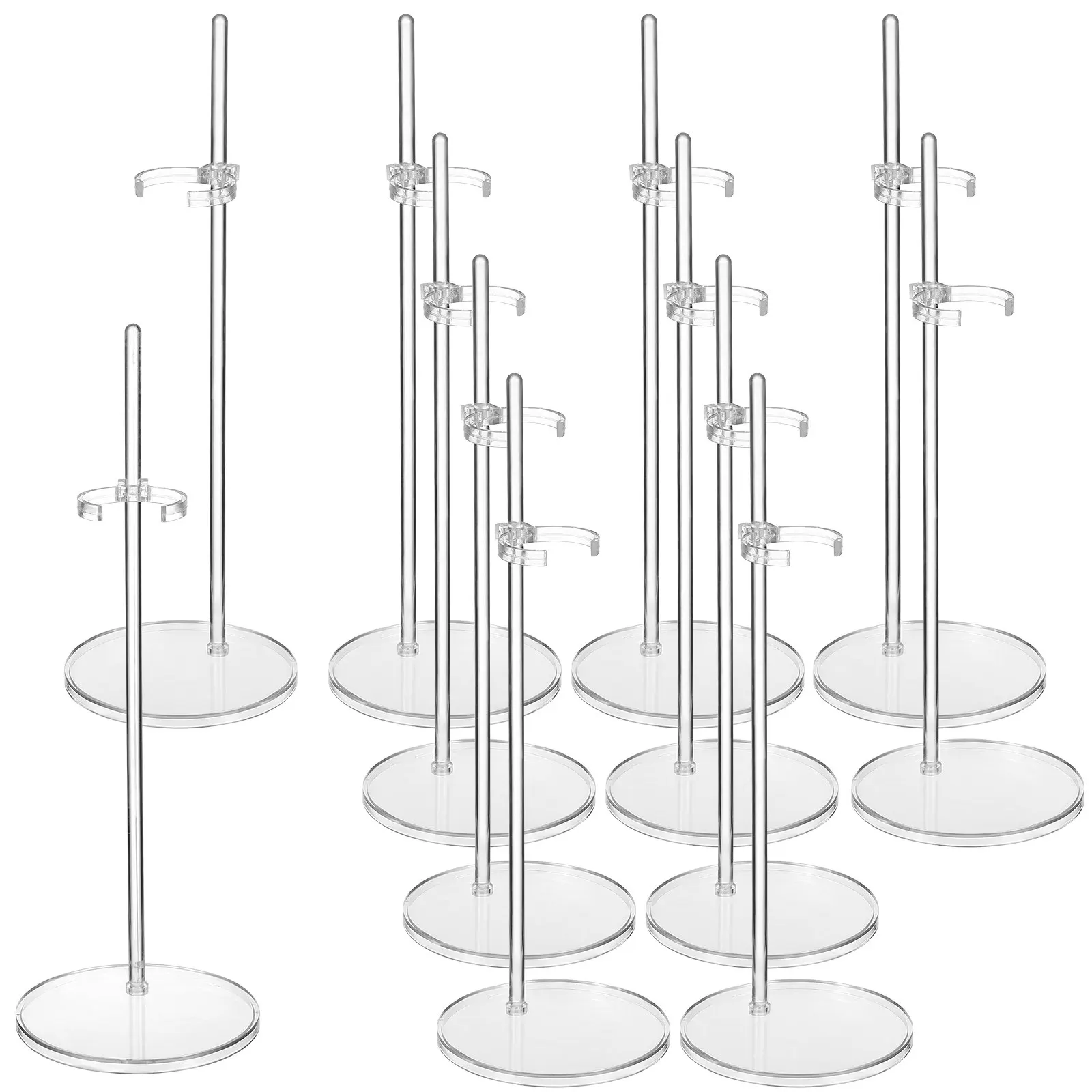 

Набор из 12 прозрачных мини-подставок с регулируемым зажимом и устойчивым основанием, идеально подходят для демонстрации фигурок и костюмов