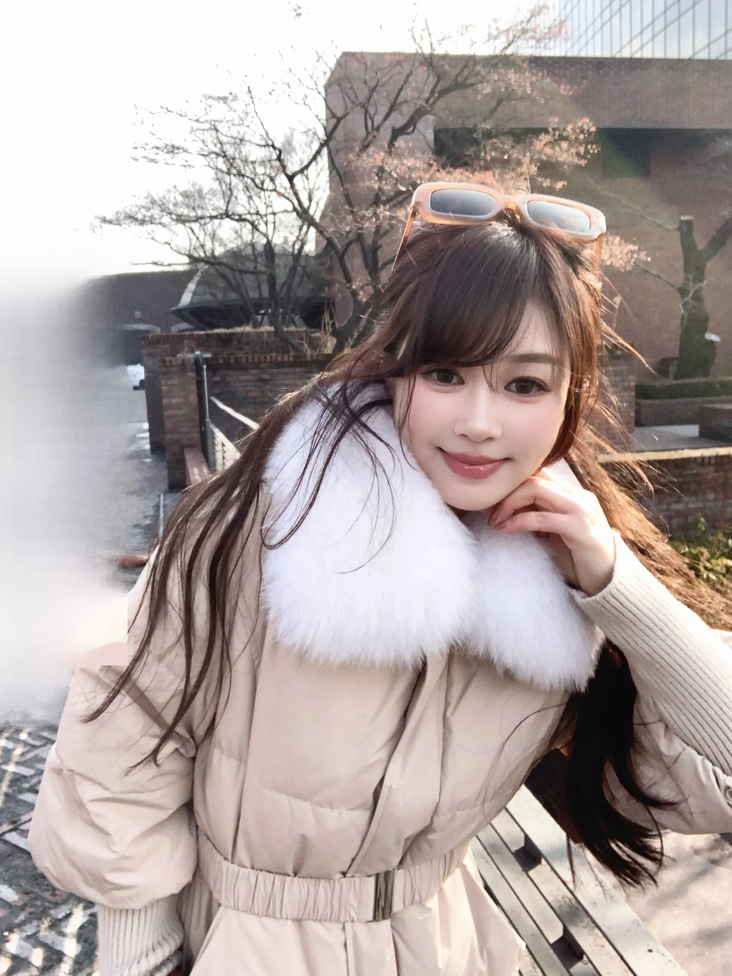 

AHY High-End Goose down Jacket Thick Heavy Work Design White Fur Collar Slimming Belt Women's Winter Coat Warm Fluffy