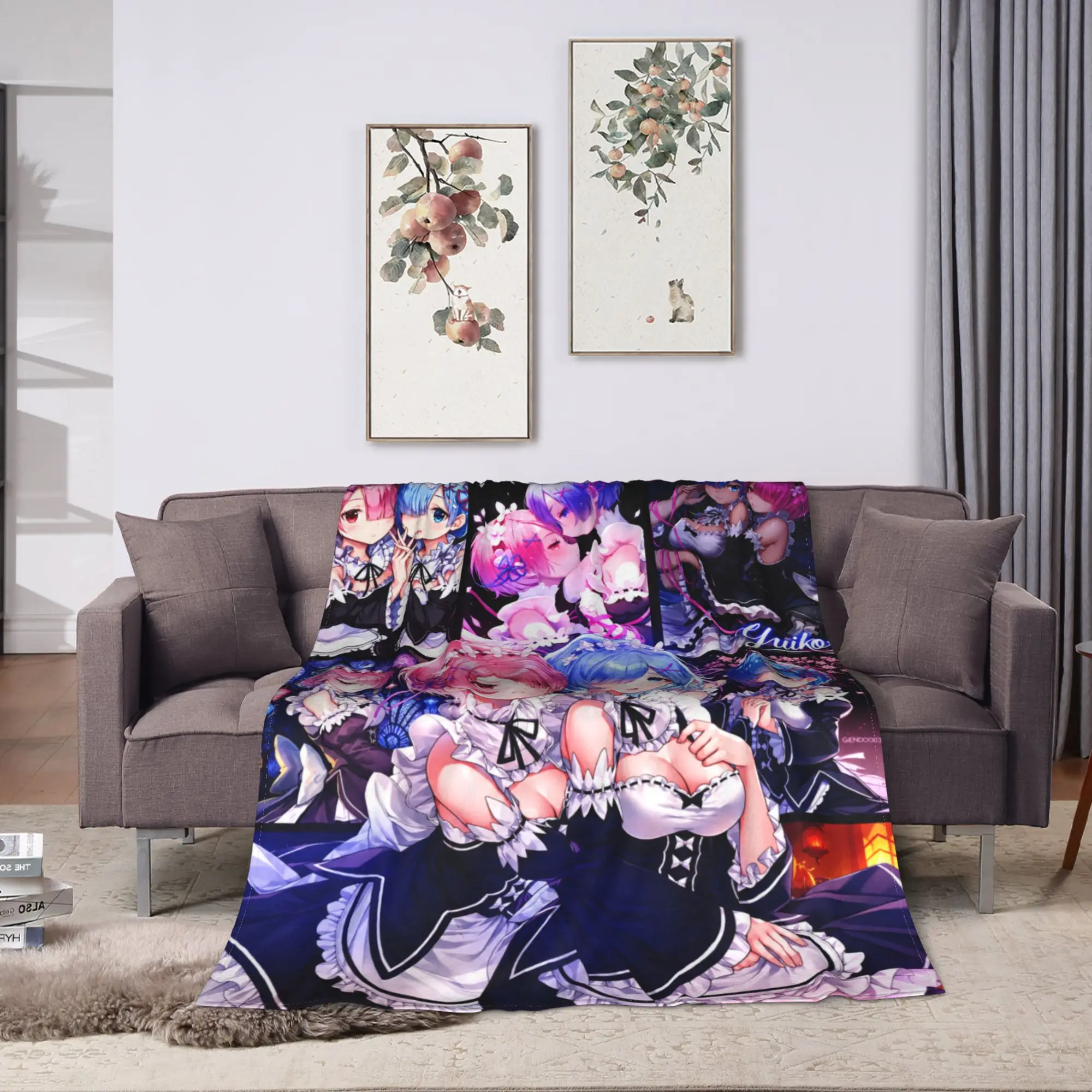 Anime Re Life In A Different World From Zero Rem Flannel Blankets Winter  Warm Soft Bedding Throws Bedspread Sofa Bed Cover