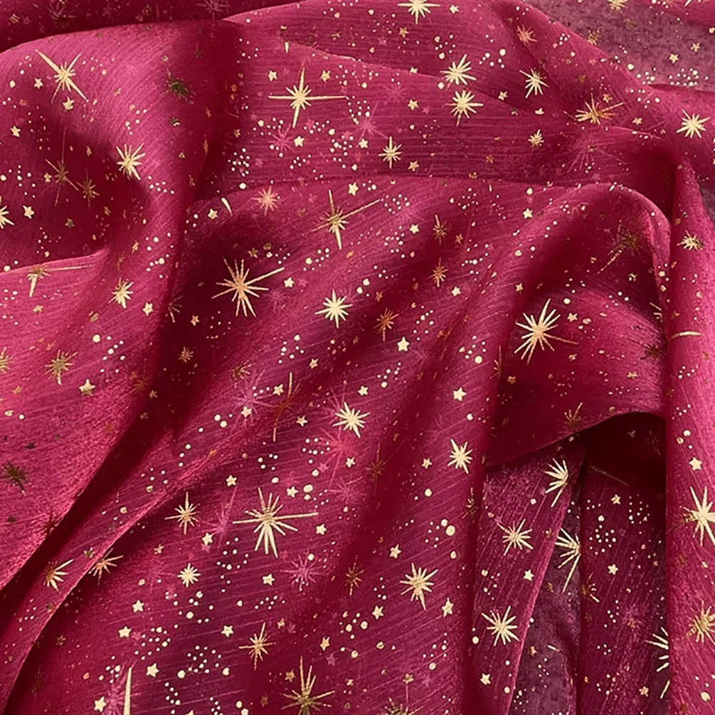 Glitter Shiny Crepe Organza Fabric Bronzing Tulle Mesh Fabric for Woman Blouse Party Dress by the Meter