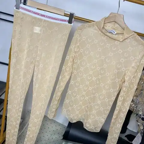 Set da due pezzi da donna coreano moda retrò manica lunga luna velluto stampato camicia base pantaloni set prospettiva sottile ragazza piccante sexy