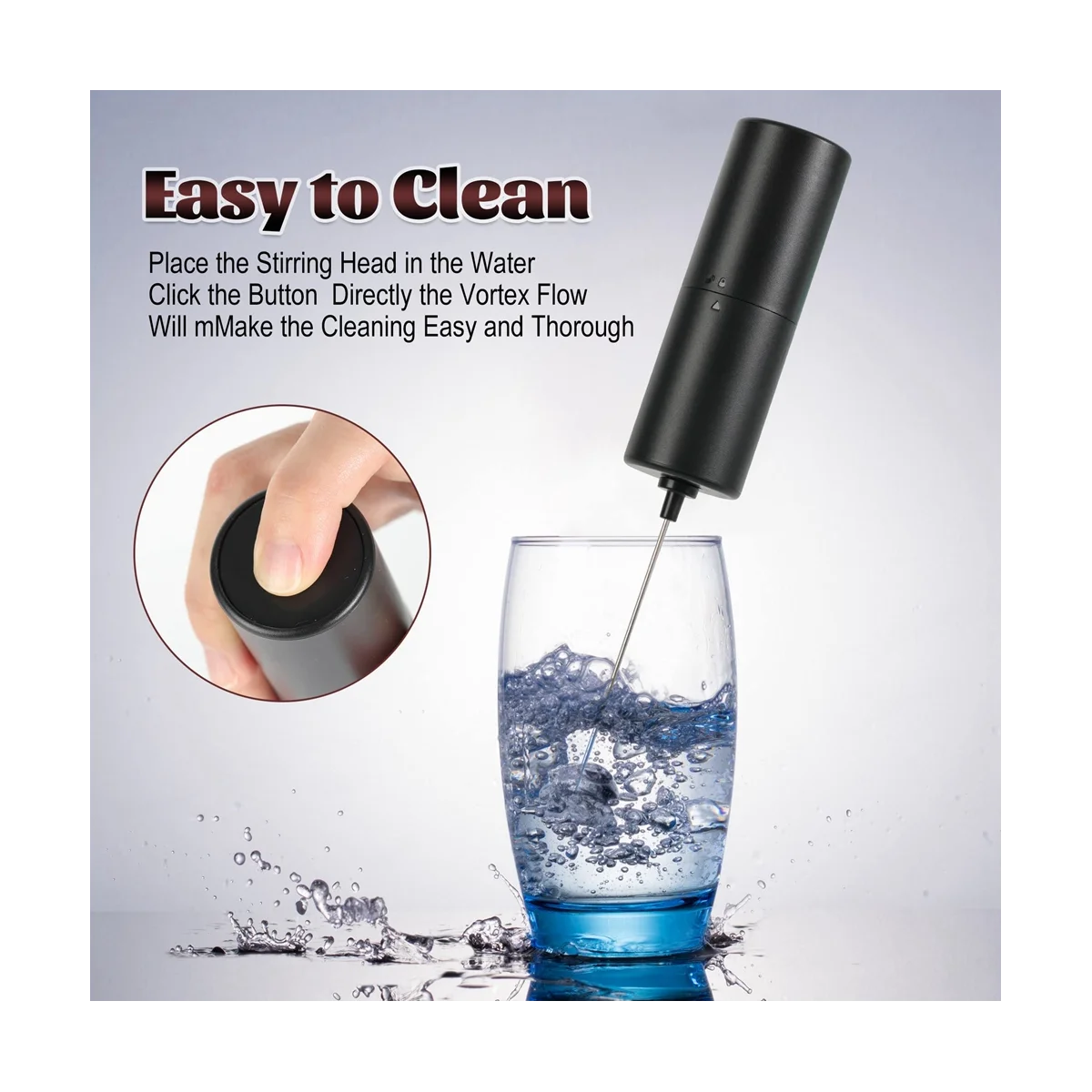 Handheld Black, Battery Operated Beverage Mixer, Mini Coffee Mixer for Latte, Cappuccino, Matcha