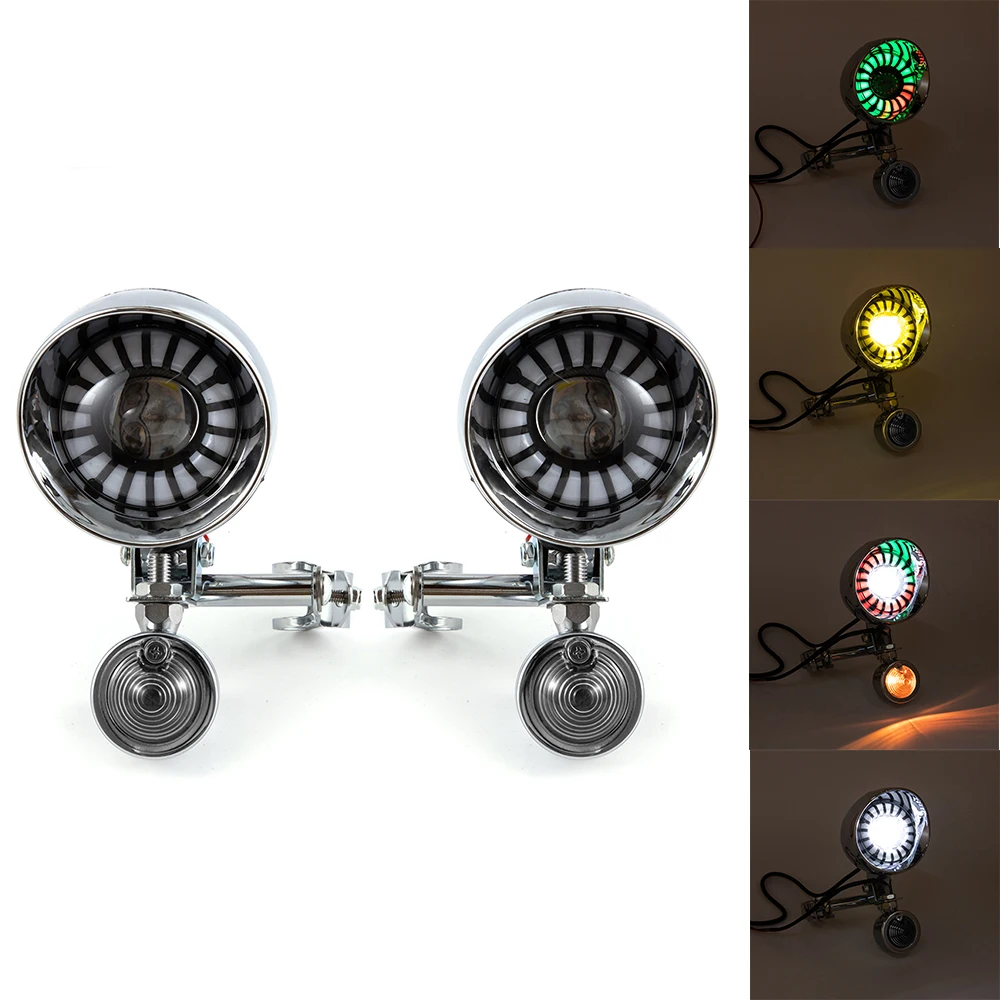 DUILU Motorcycle LED Driving Passing Turn Signal Spot Fog light Bar Bracket For Harley Honda Yamaha Cruisers