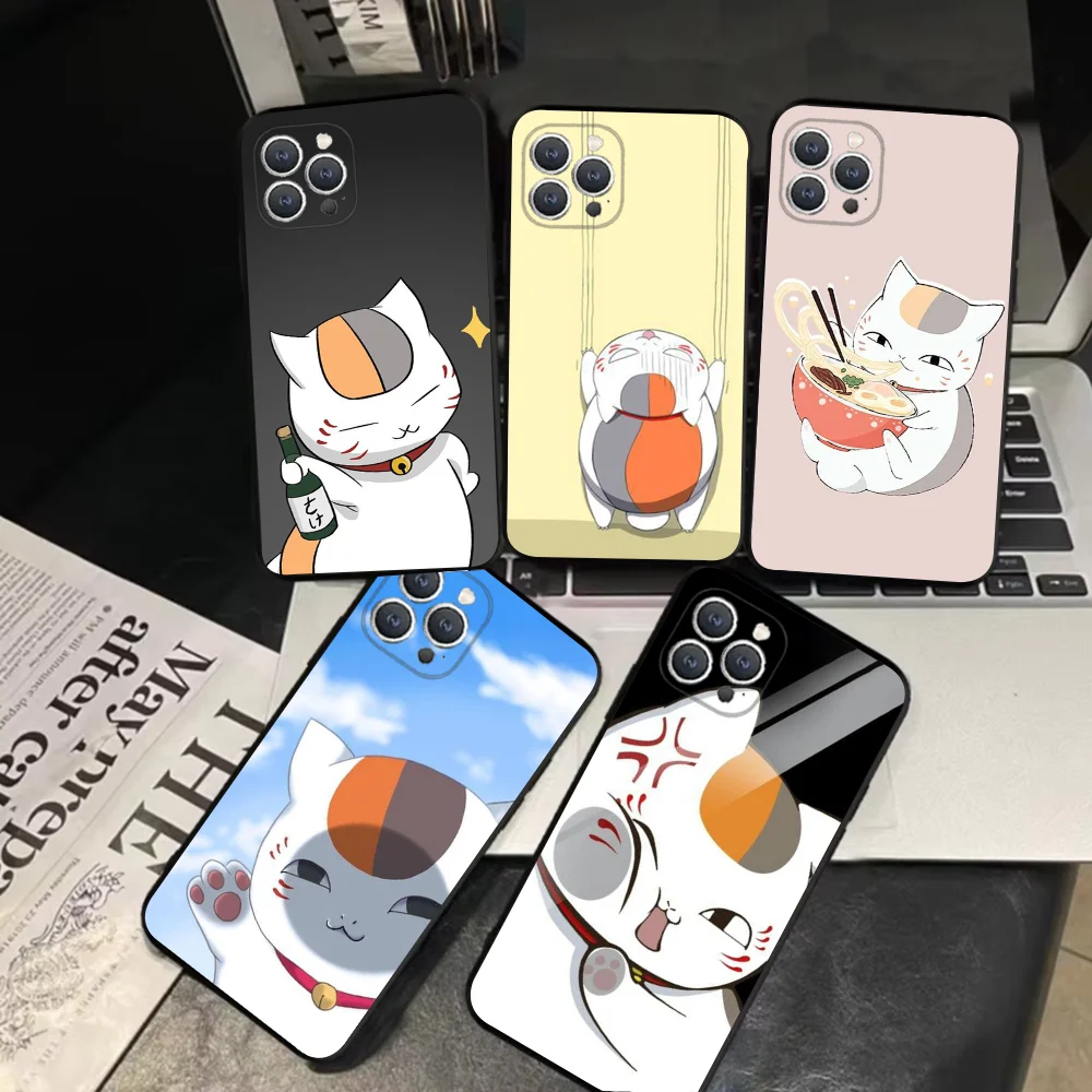 Natsume yuujinchou Nyanko  Phone Case For iPhone 16,15,14,13,12,11,Pro,X,XS,Max,XR,Plus,Mini Soft Black Cover