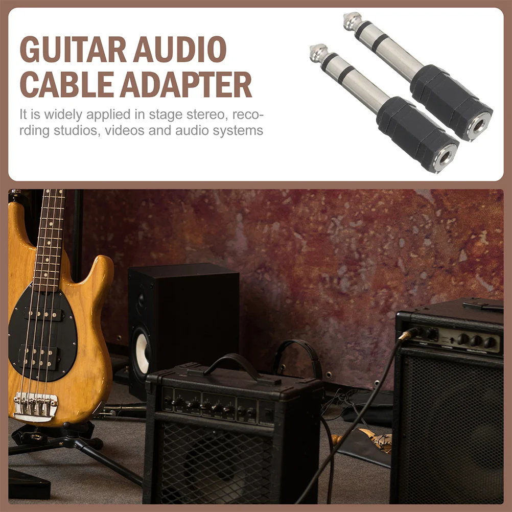 2 Pcs Guitar Box Adapter Audio Cable 65 to 35 Male 6pcs 35mm Female 635mm Converter Jack Headphone Stereo