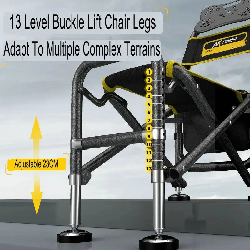 Multi-functional All-terrain Fishing Hunting Chair Foldable Adjustable Comfortable Outdoor Fishing Stool Aluminum Alloy Chair