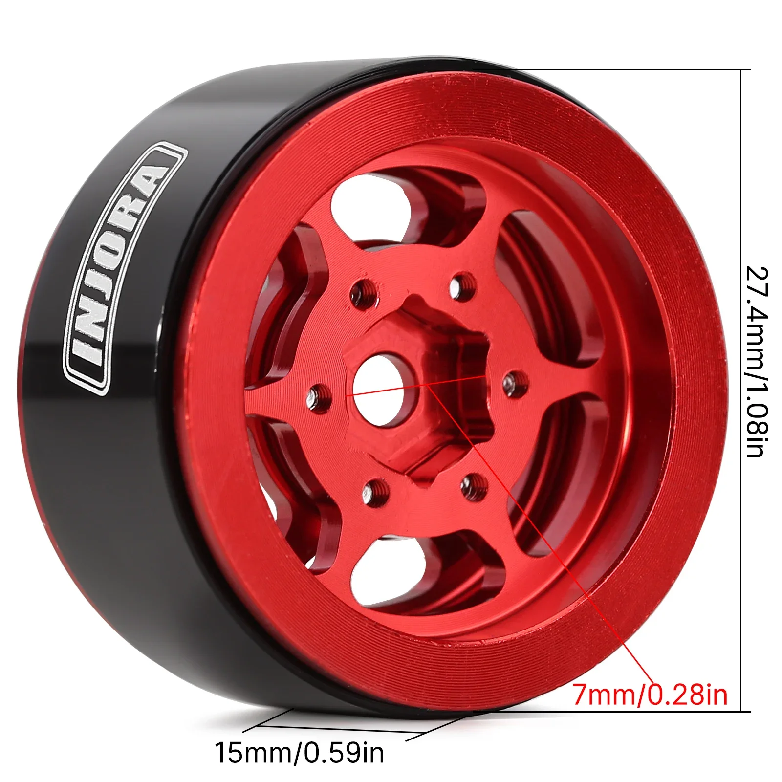 INJORA CNC Aluminum 1.0 Beadlock Wheel Rim for 1/24 RC Crawler Car Axial SCX24 FMS FCX24 AX24 TRX4M Upgrade (W1006)