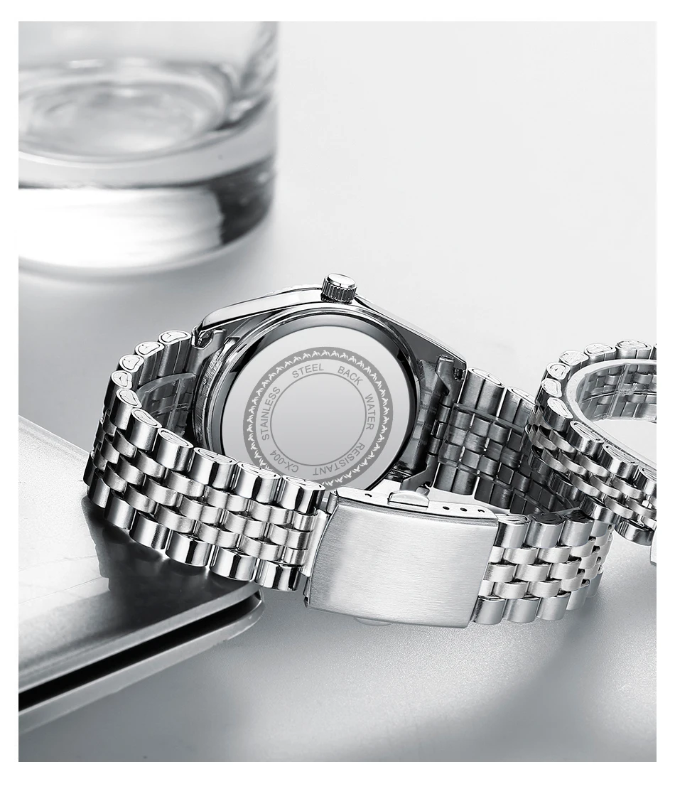 CHENXI 004D Männer Quarz Uhren Luxus Edelstahl Wasserdicht Leucht Datum Casual Armbanduhr für Männer – Detail 5