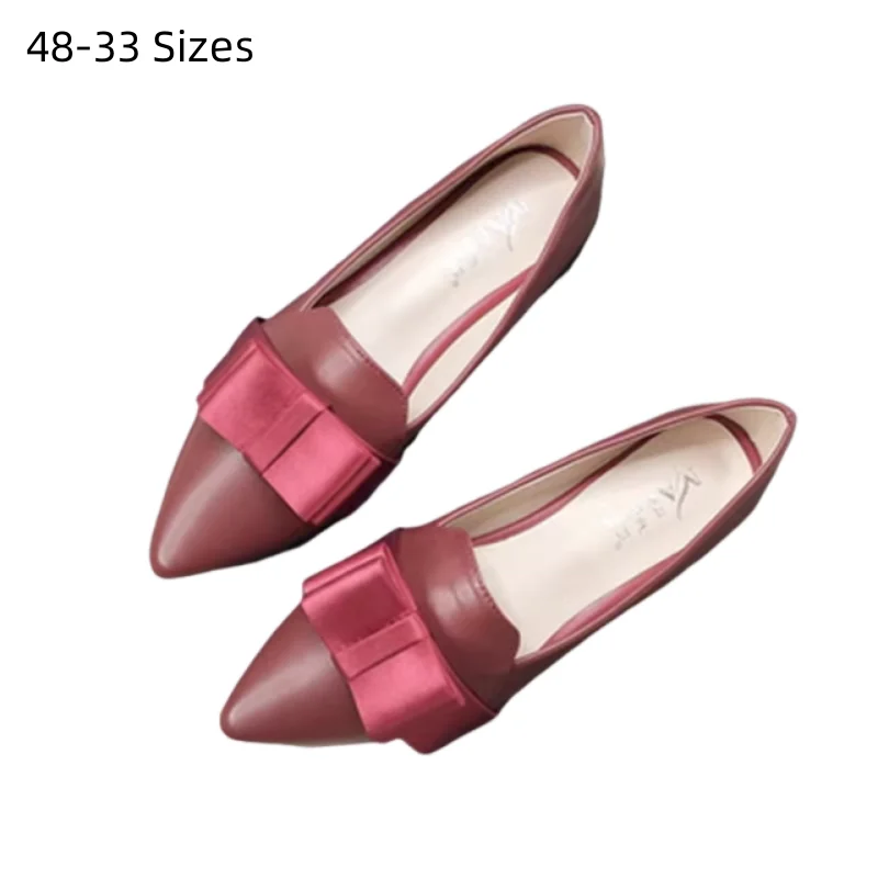 Zapatos con lazo de seda para mujer, zapatos planos con punta puntiaguda, vendidos en caliente, cuero verde y Beige, bonitos sin cordones para pies anchos y estrechos, 32-44, 27cm