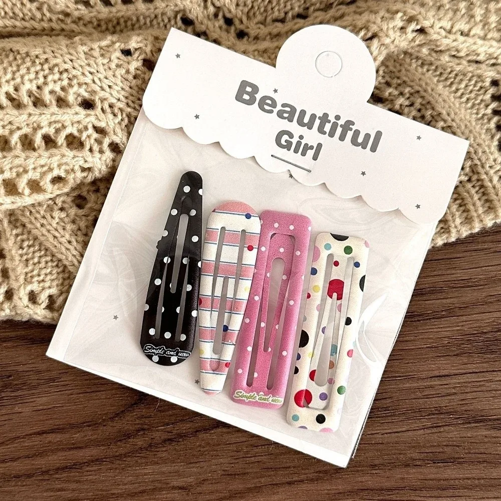 4-Pack Fashion Candy Cream Color Children's Hair Clips Water Drop Square Bangs Girls' Hair Accessories Clips Clips Hairpins