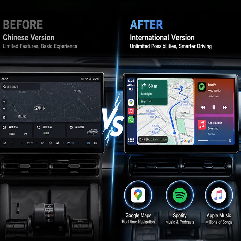 XUDA For BYD LEOPARD 3 5 7 8 FangChengBao Google Map Spotify Music Multilingual Add Apple CarPlay and Android Auto to Your Car