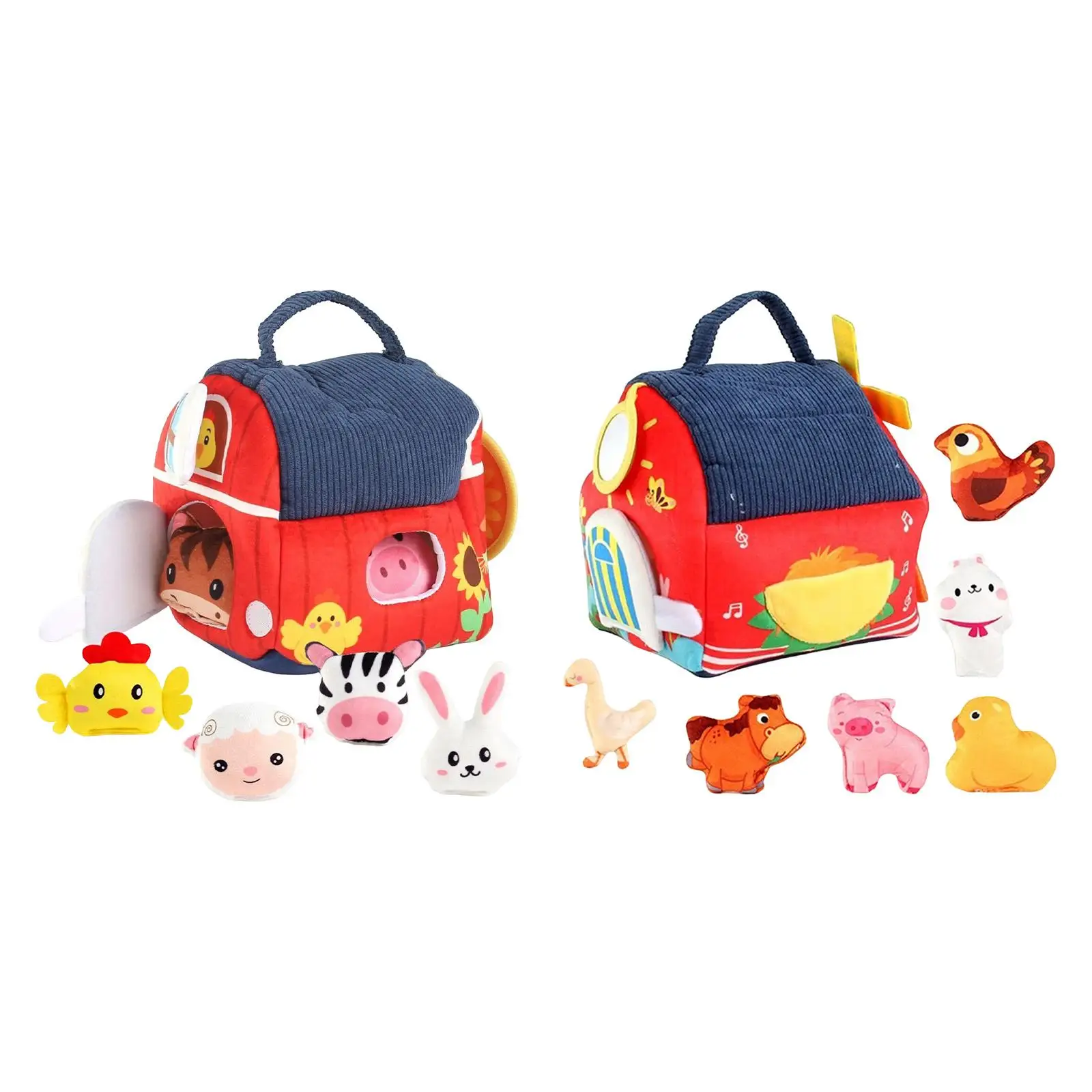 Juguetes de animales de granja, juego de peluche, juguete de educación temprana, animales de peluche para 0-6 6-12 meses