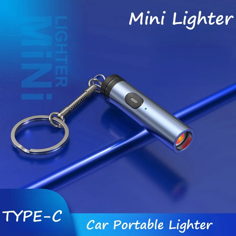 Mini Portable Car Cigarette Lighter Outdoor Windproof Flameless Tungsten Wire Lighter Type-C Interface Battery-free Safety Tool