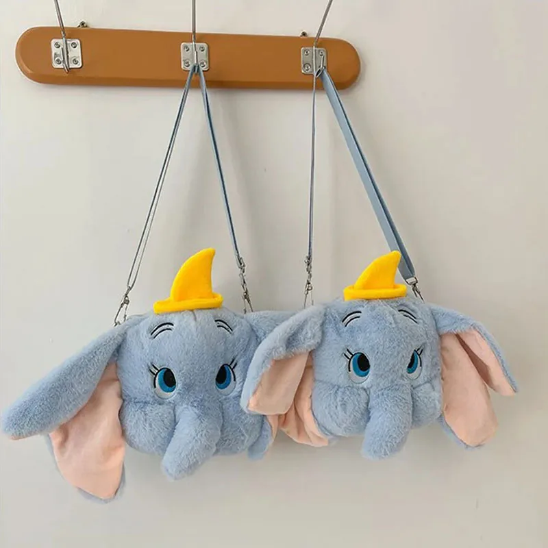 Disney Anime Kawaii Dumbo Soft Doll Collectible Cute Messenger Shoulder Bags Blue Elephant Coin Purse Toys Girls Christmas Gifts