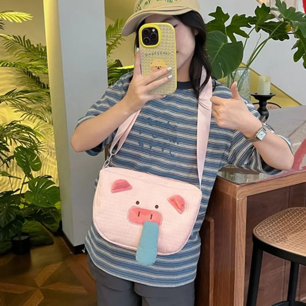 Simple Snot Capybara Shoulder Bag Carrot Cute Pink Piggy Crossbody Bag Fashion Bear Black Eyes Sling Bag Unisex