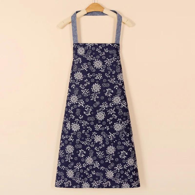 Retro Ethnic Style Denim Apron anti-fouling Simple Catering Specific Multi-color Pure Cotton Canvas Work Clothes