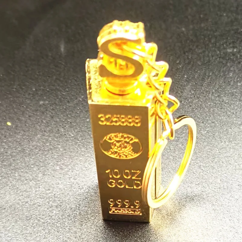 New Gold Bar Design Metal Pendant Lighter Open Flame Smoking Accessory for Outdoor Adventure Small Portable Lighting Tool