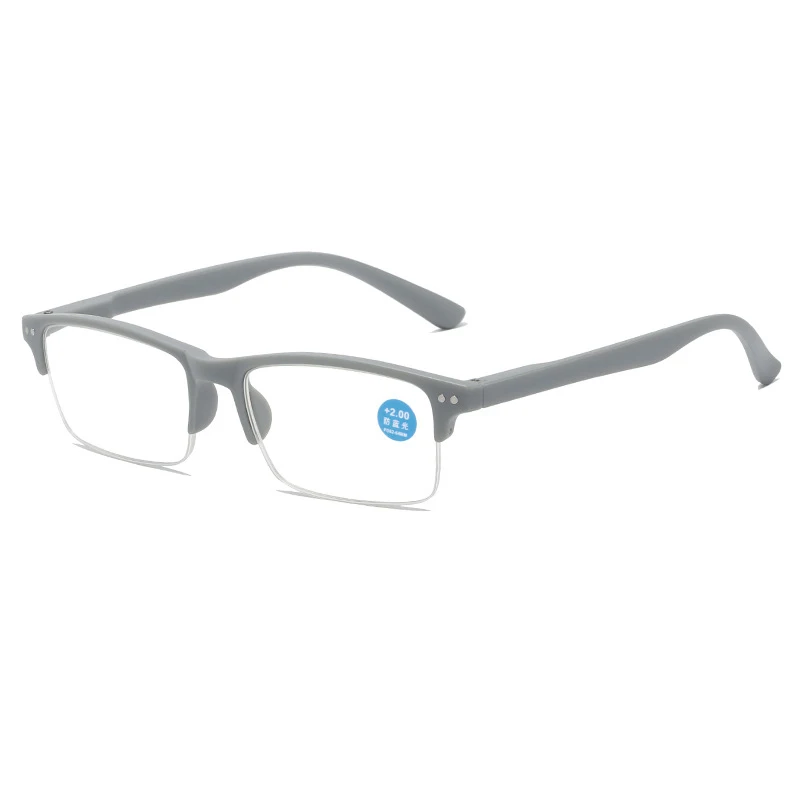 Flexible Men Half-rim Reading glasses Bluelight but Reader Lightweight Computer Eyewear +100 +150 +200 +250 +300 +400