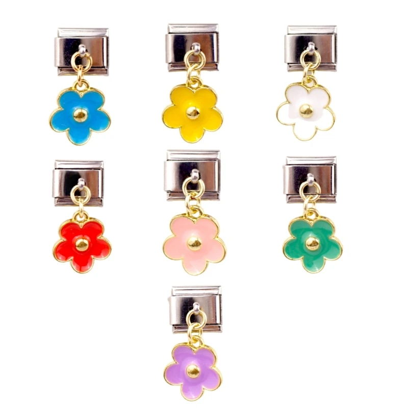 

7Pieces Italian Charm Link Bracelet Jewelry Making Part Module Accessaries Flower Bracelet Making Supplies for Jewelry