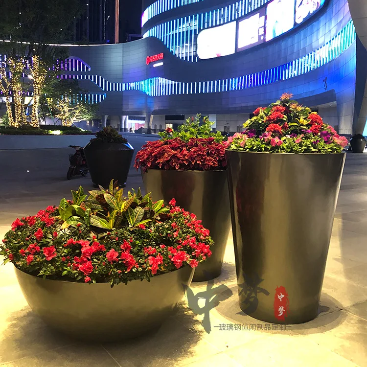 

Hxl outdoor commercial street floral arrangement fiberglass large planter set