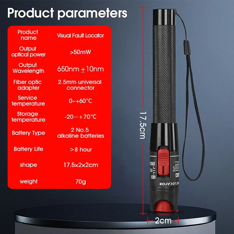 COMPTYCO 50MW FTTH Fiber Optic Tester Pen Type Red Laser Optical FiberLight 50KM Visual Fault Locator Optical Cable Tester