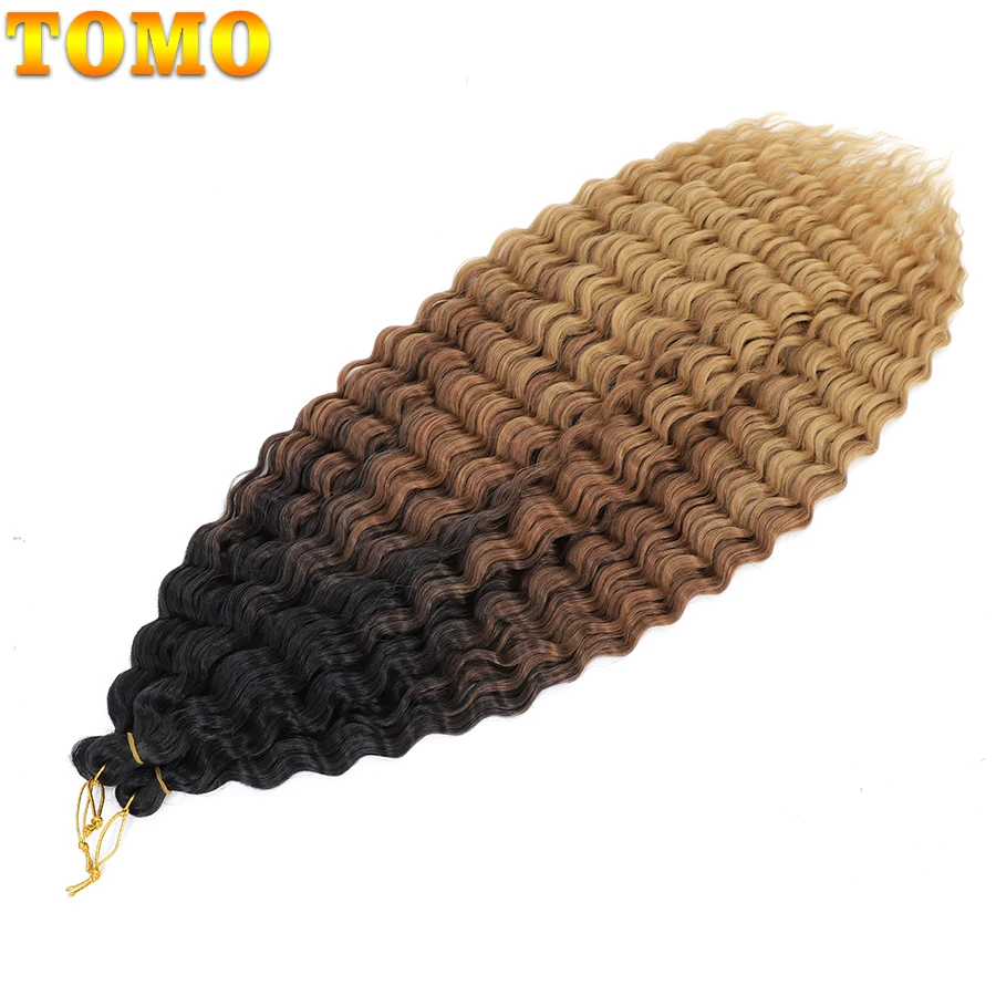 TOMO-Extension capillaire synthétique ondulée au Crochet, 30/22 pouces, mèches ondulées, couleur blond ombré, rose