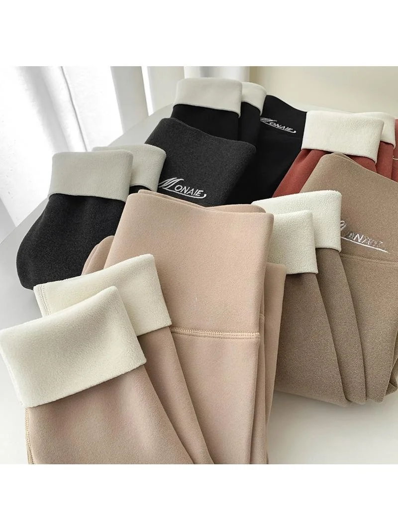 Women's Fce Lined High Waist Yoga Pants Autumn Winter Sle Warm Abdomen Control ark Skin Pants Innerwear Outerwear
