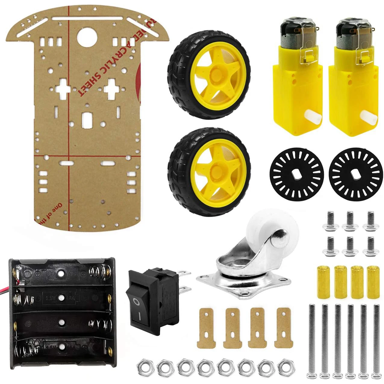 DIY Robot Smart Car Chassis Kit with Speed Encoder, 2 Wheels and and Battery Box for Arduino/Microbit/Raspberry Pi for DIY