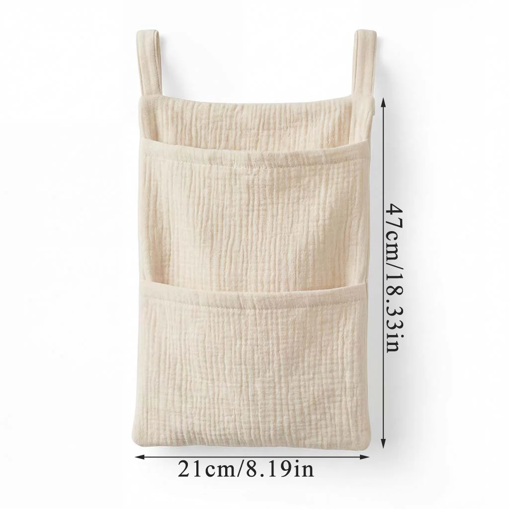 Picture 7: Baby Bed Head Hanging Bag Double Layer Crinkled Fabric Baby Toy Diaper Storage Bag Multifunctional Child Storage Bag