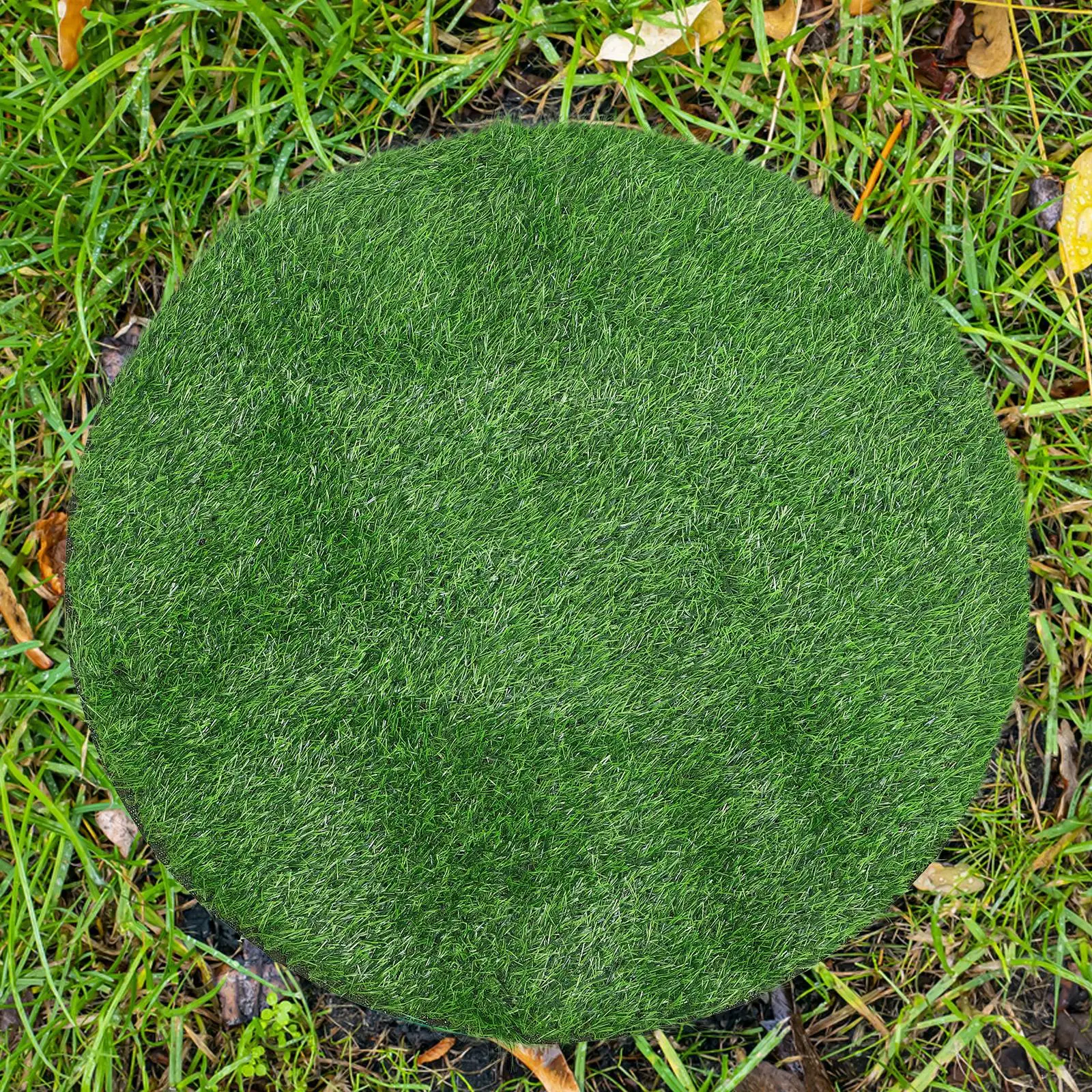 Manhole Cover Decorative Lawn 70cm Round Fake Grass Rug for Patio Table Centerpiece Artificial Turf No Watering