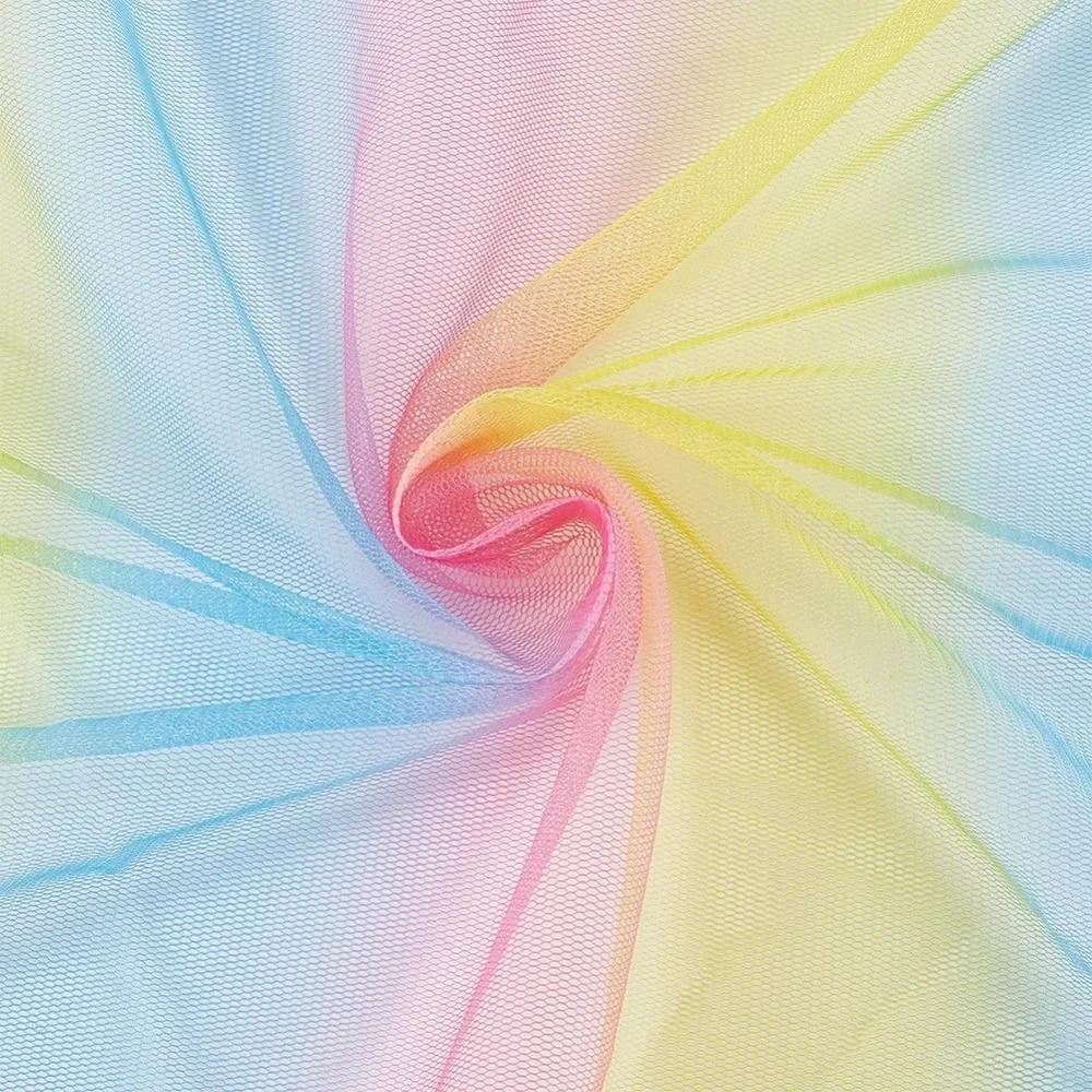 

3 Yards 5.51FT Rainbow Net Mesh Fabric Multicolor Tulle Mesh 66.14" Wide Polyester Mesh Fabric for Women and Wen DIY Making