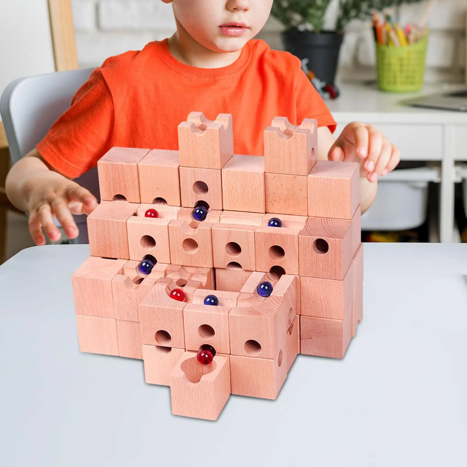 

Marble Run Maze Toy Educational Building Blocks Rolling Ball Blocks for Hobbyist Holiday Valentines Day Birthday Gift Home Decor