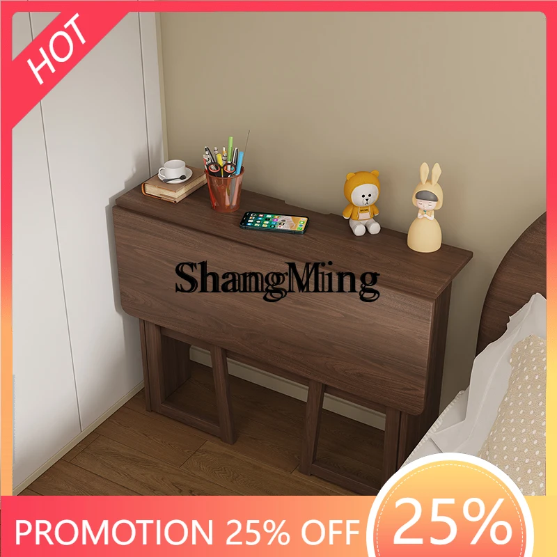 

SM Folding Desk Solid Wood Foldable Study Home Bedroom Simple Computer Desk Writing Small Apartment Office Desk